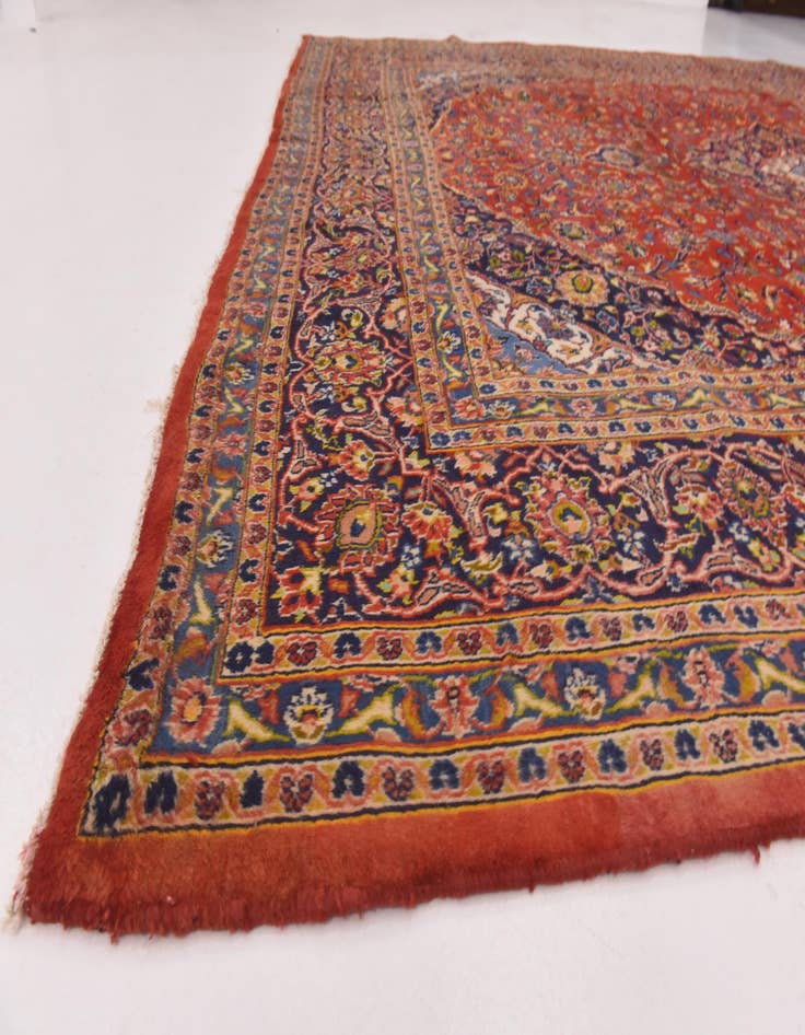 Detail image of 9' 6 x 13'  Hand Knotted Mashad Persian Wool Rug