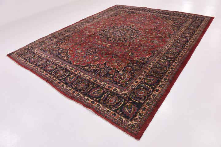 10' x 12' 6 Hand Knotted Mashad Persian Wool Rug