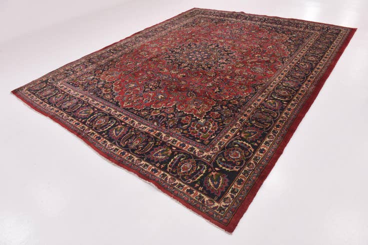 Detail image of 10' x 12' 6 Hand Knotted Mashad Persian Wool Rug