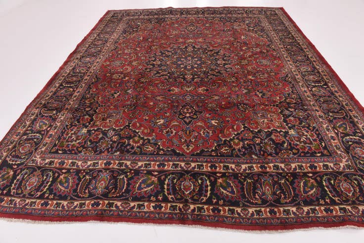 Detail image of 10' x 12' 6 Hand Knotted Mashad Persian Wool Rug