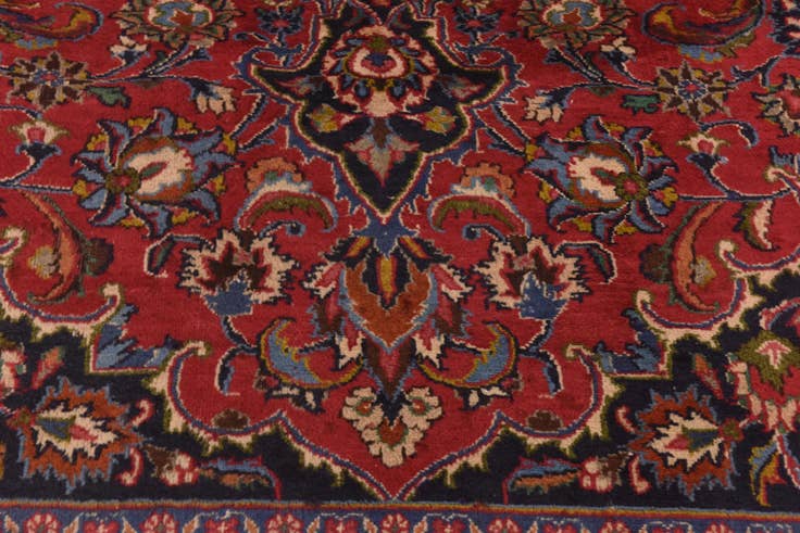 Detail image of 10' x 12' 6 Hand Knotted Mashad Persian Wool Rug