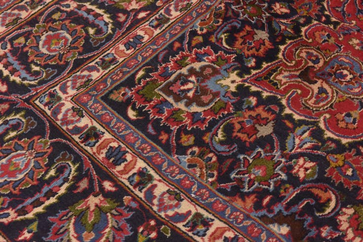 Detail image of 10' x 12' 6 Hand Knotted Mashad Persian Wool Rug