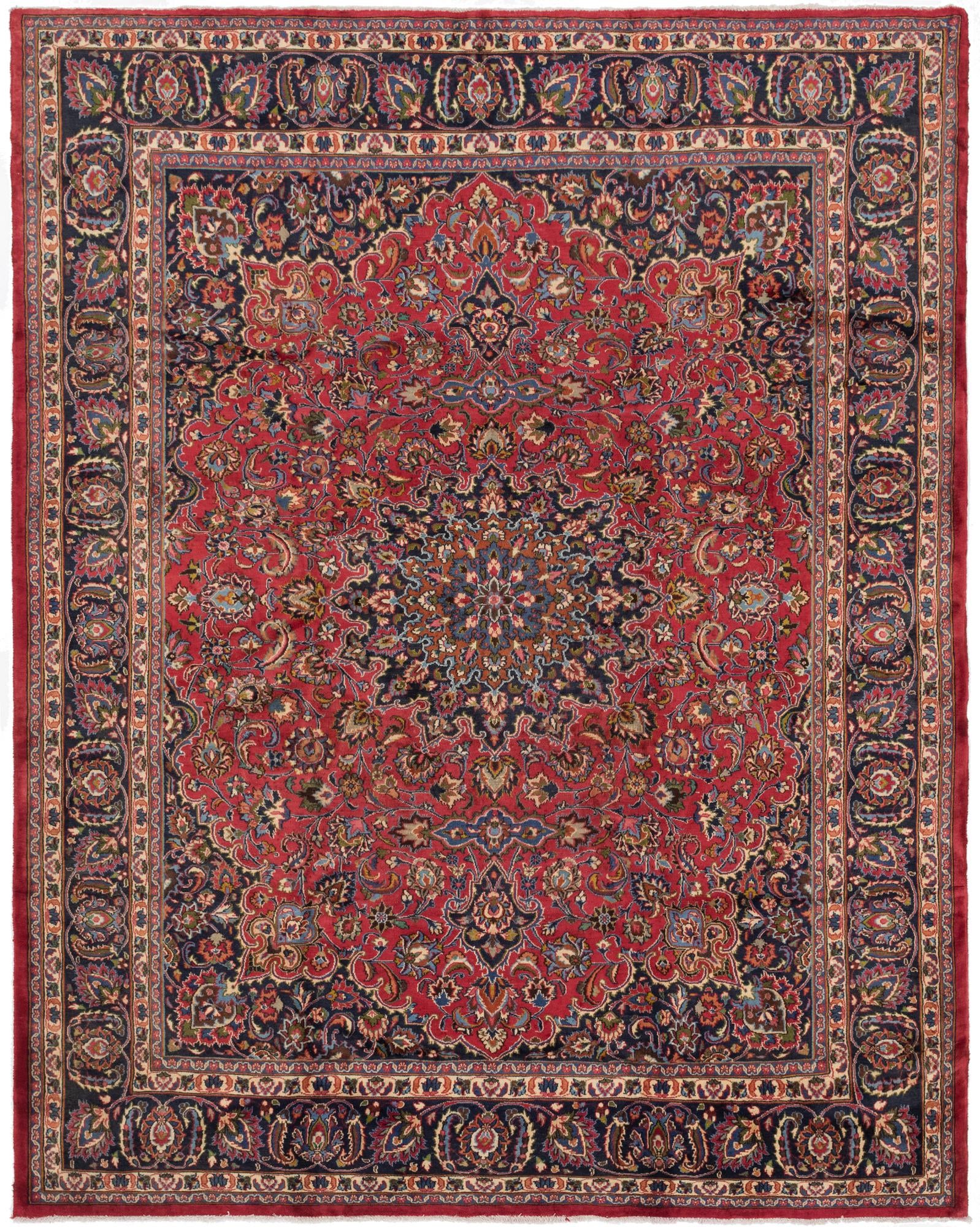 10' x 12' 6 Hand Knotted Mashad Persian Wool Rug