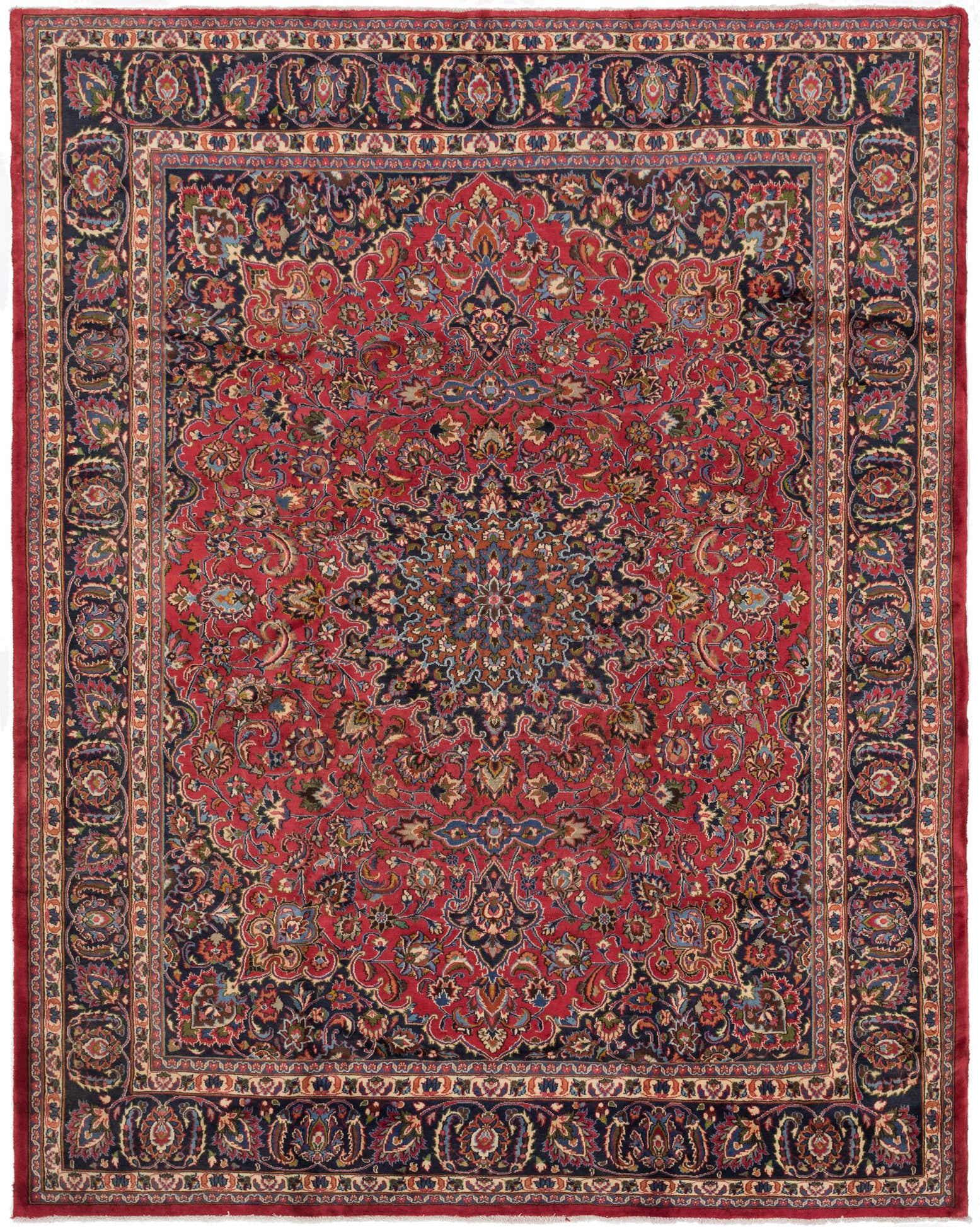 10' x 12' 6 Hand Knotted Mashad Persian Wool Rug