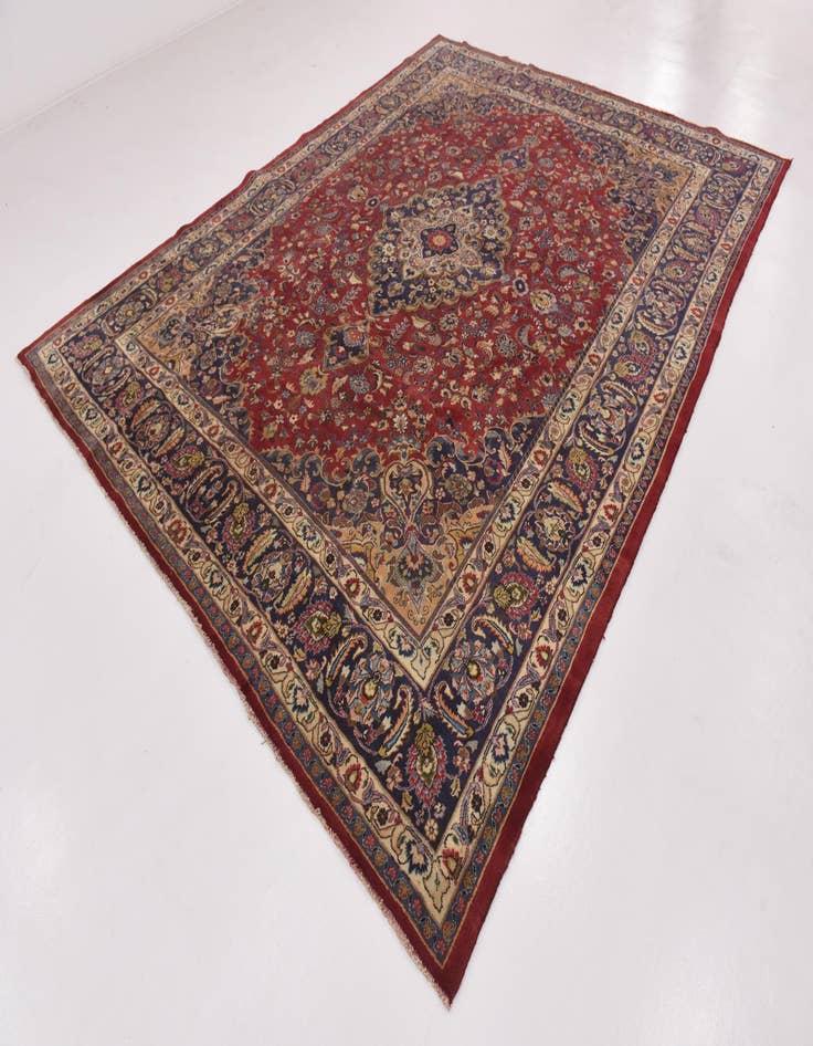 Detail image of 9' 6 x 12' 6 Hand Knotted Mashad Persian Wool Rug