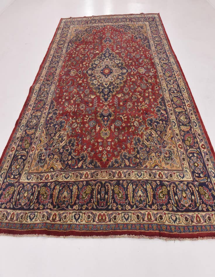 Detail image of 9' 6 x 12' 6 Hand Knotted Mashad Persian Wool Rug