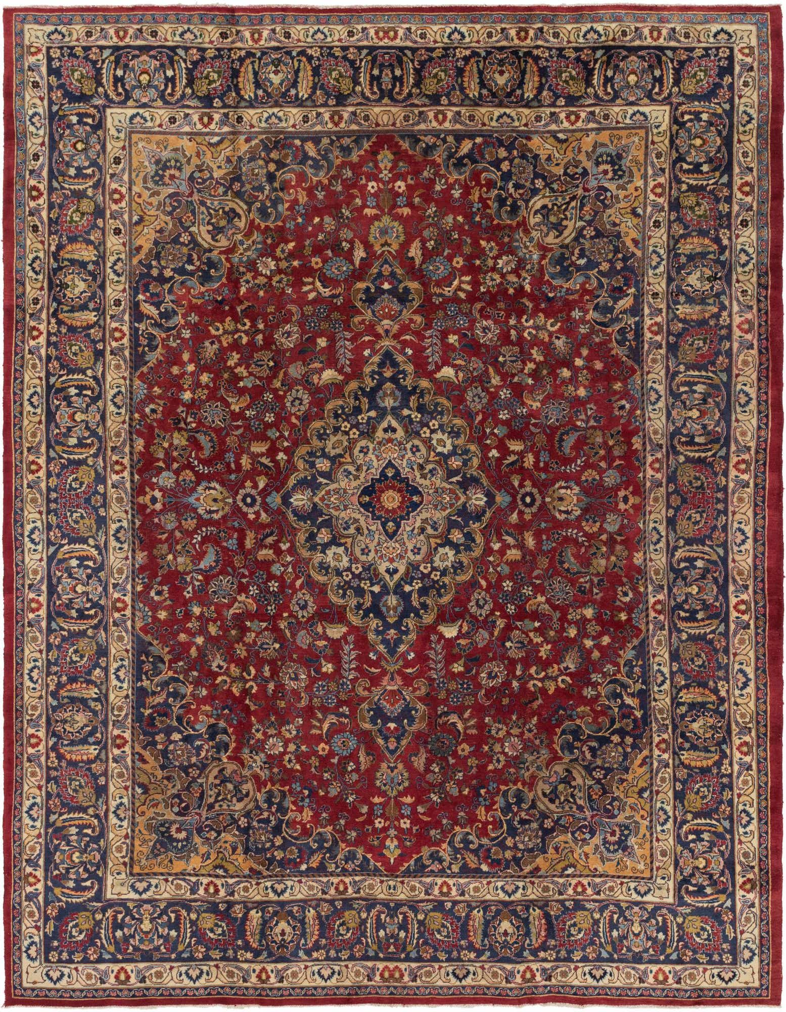 9' 6 x 12' 6 Hand Knotted Mashad Persian Wool Rug