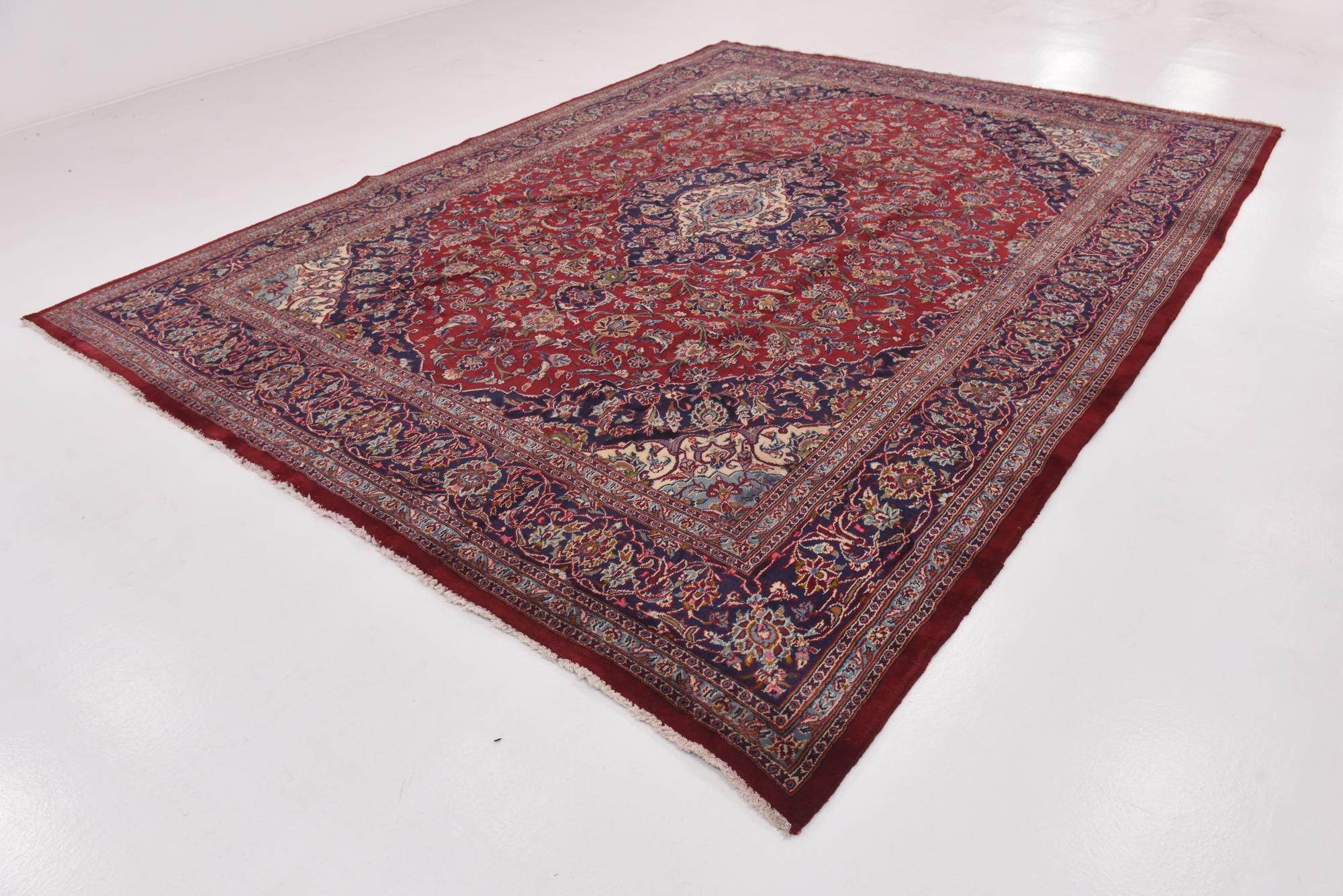 9' 10 x 13' Hand Knotted Mashad Persian Wool Rug