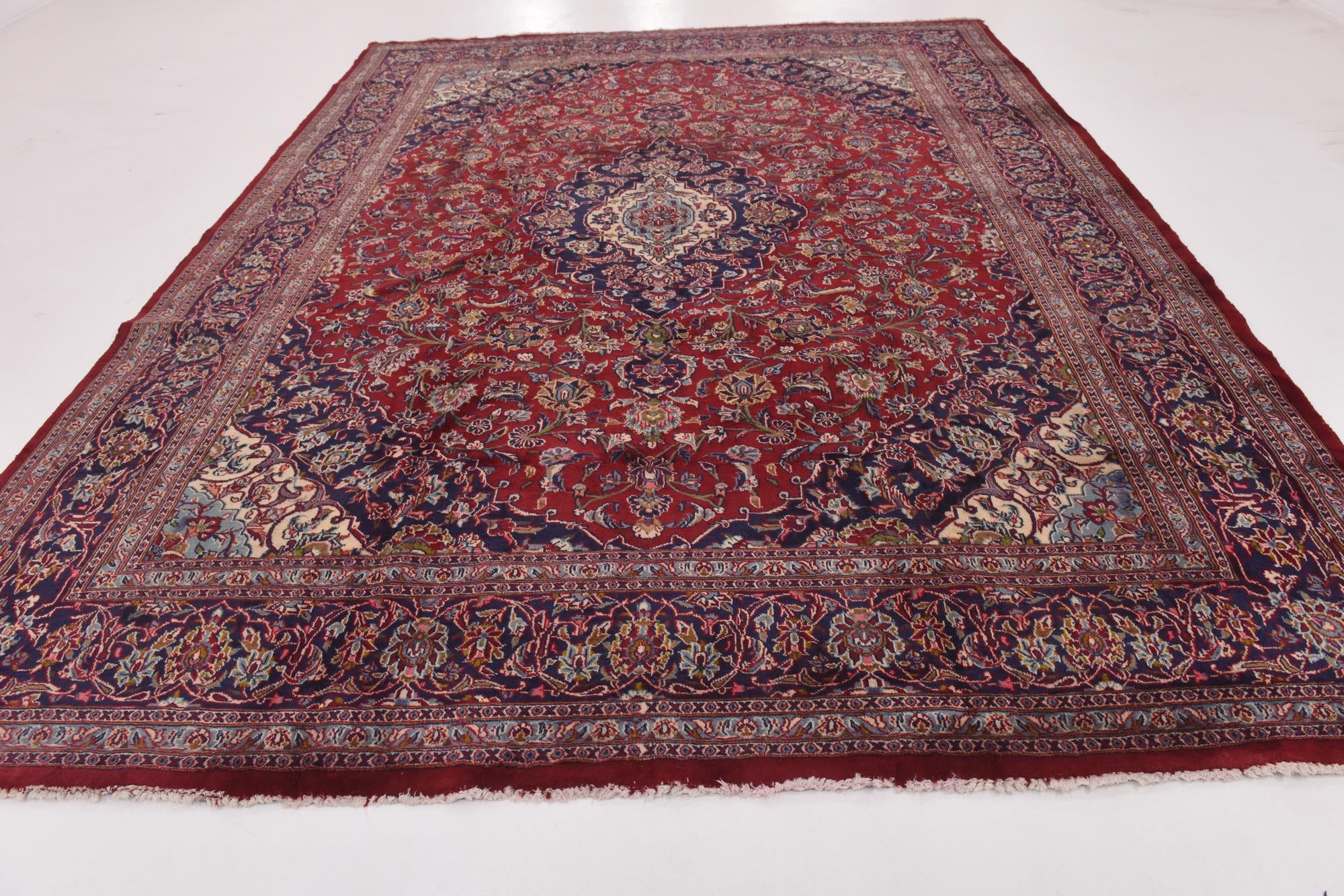 9' 10 x 13' Hand Knotted Mashad Persian Wool Rug