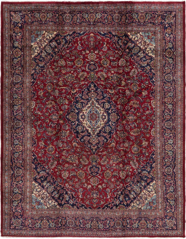 Detail image of 9' 10 x 13' Hand Knotted Mashad Persian Wool Rug