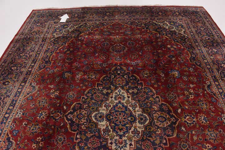 9' 8 x 13' Hand Knotted Mashad Persian Wool Rug