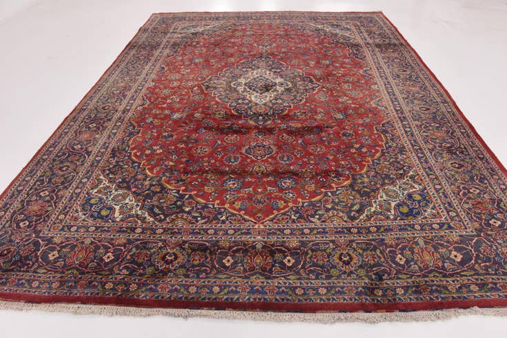 Detail image of 9' 8 x 13' Hand Knotted Mashad Persian Wool Rug