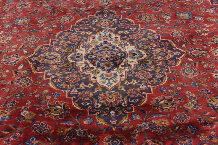 Detail image of 9' 8 x 13' Hand Knotted Mashad Persian Wool Rug