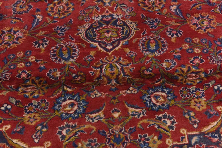 Detail image of 9' 8 x 13' Hand Knotted Mashad Persian Wool Rug