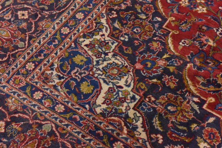 Detail image of 9' 8 x 13' Hand Knotted Mashad Persian Wool Rug
