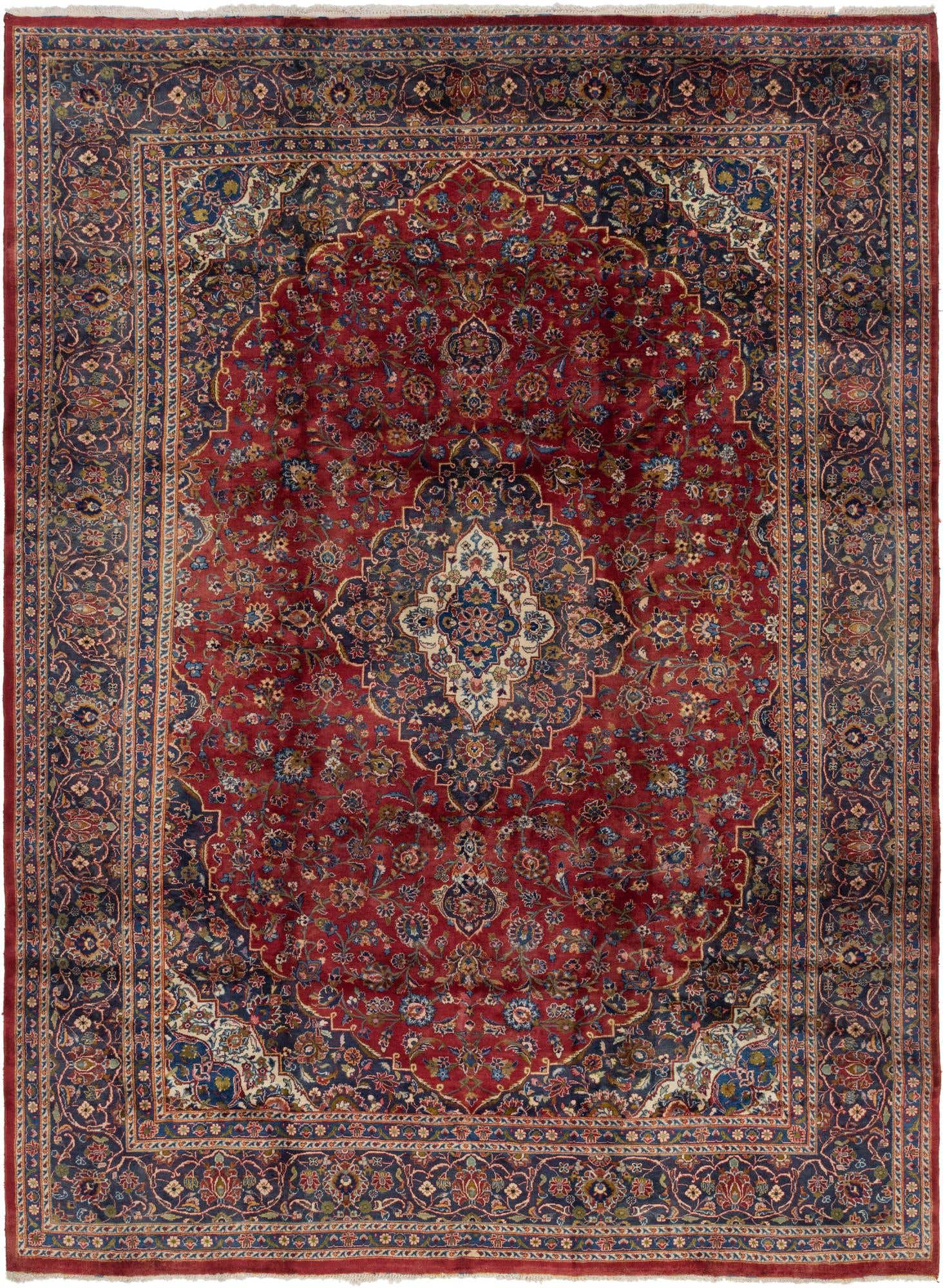9' 8 x 13' Hand Knotted Mashad Persian Wool Rug