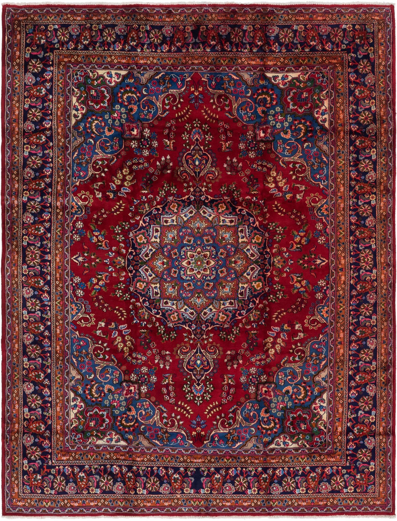 9' 6 x 12' 8 Hand Knotted Mashad Persian Wool Rug