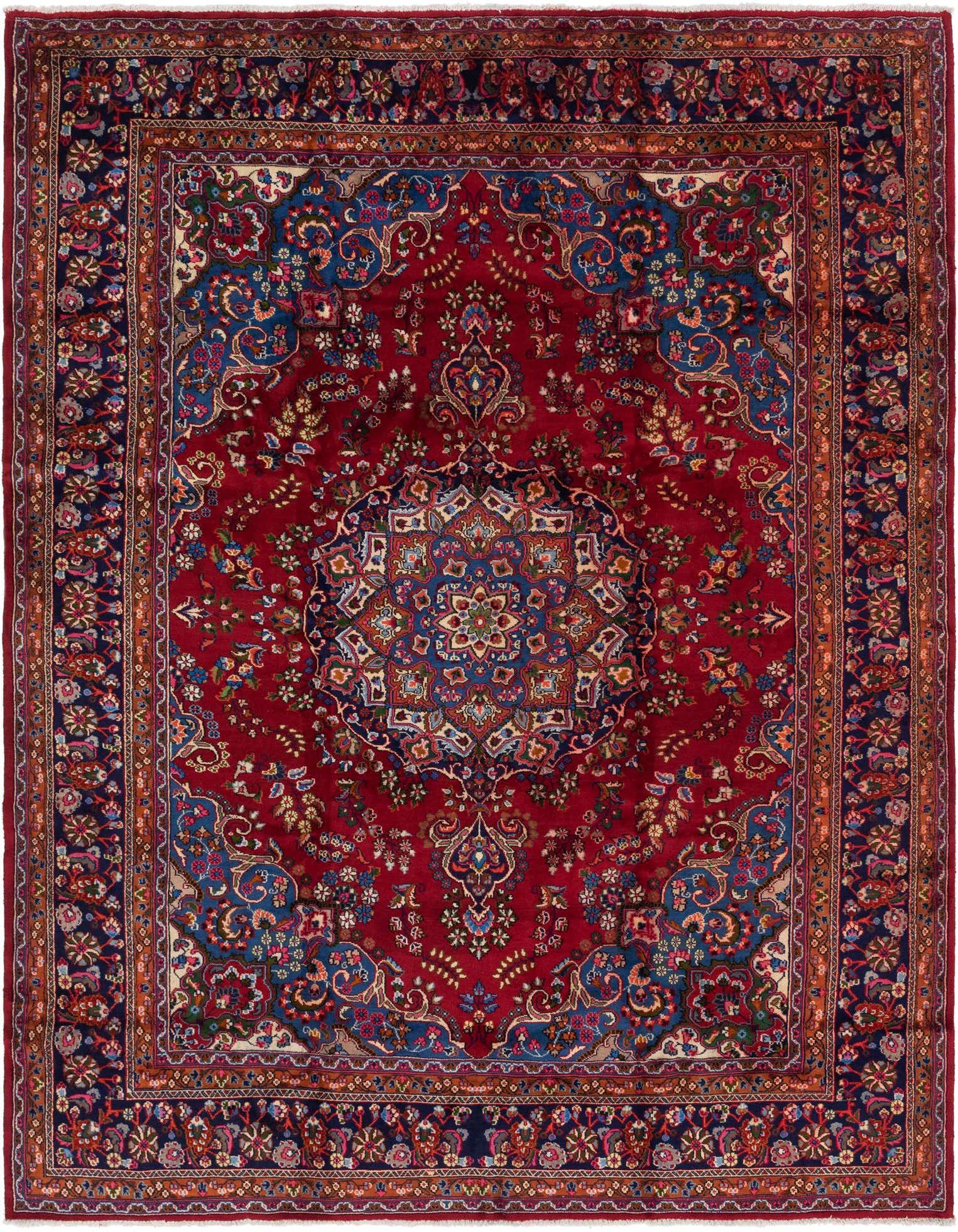 9' 6 x 12' 8 Hand Knotted Mashad Persian Wool Rug