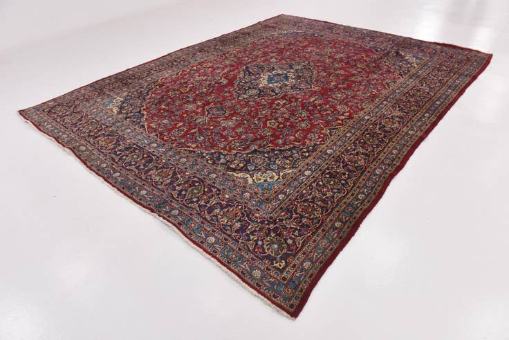 Detail image of 9' 6 x 12' 6 Hand Knotted Mashad Persian Wool Rug