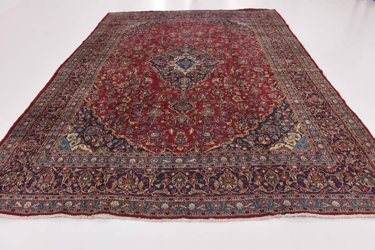 Detail image of 9' 6 x 12' 6 Hand Knotted Mashad Persian Wool Rug