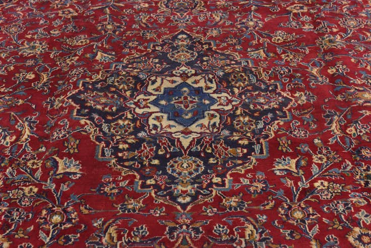 Detail image of 9' 6 x 12' 6 Hand Knotted Mashad Persian Wool Rug