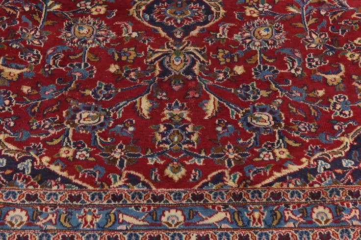 Detail image of 9' 6 x 12' 6 Hand Knotted Mashad Persian Wool Rug