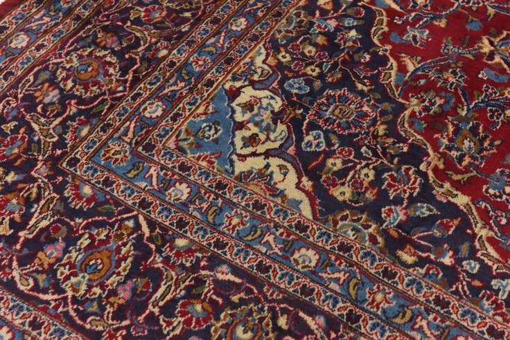 Detail image of 9' 6 x 12' 6 Hand Knotted Mashad Persian Wool Rug