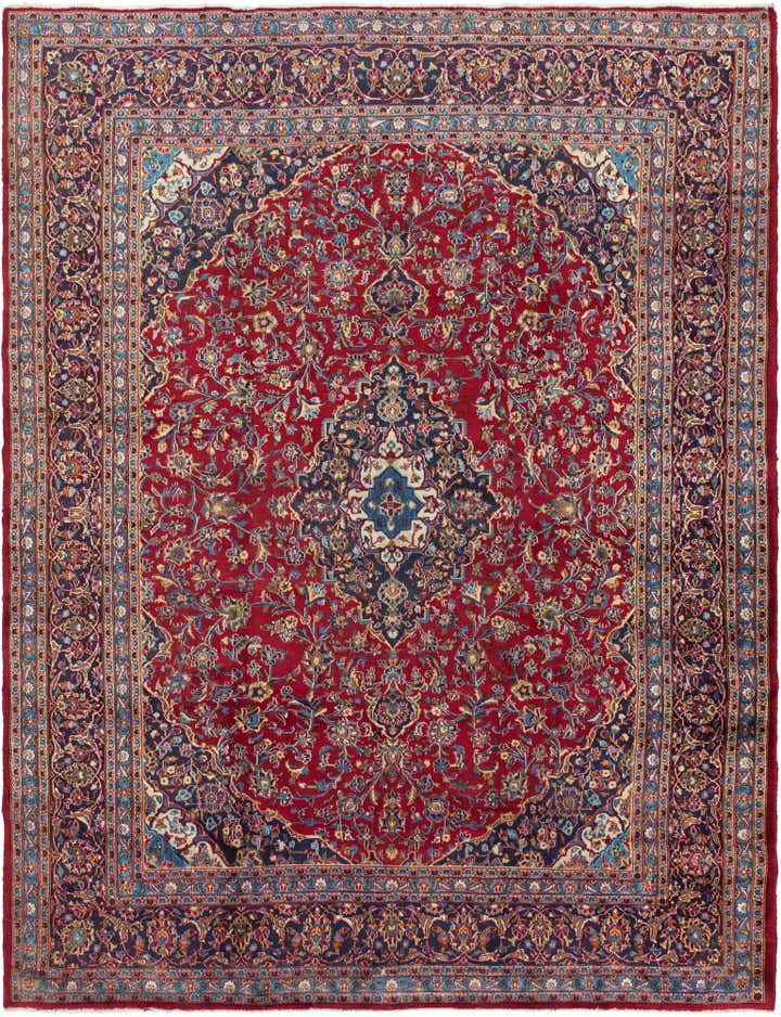 9' 6 x 12' 6 Hand Knotted Mashad Persian Wool Rug