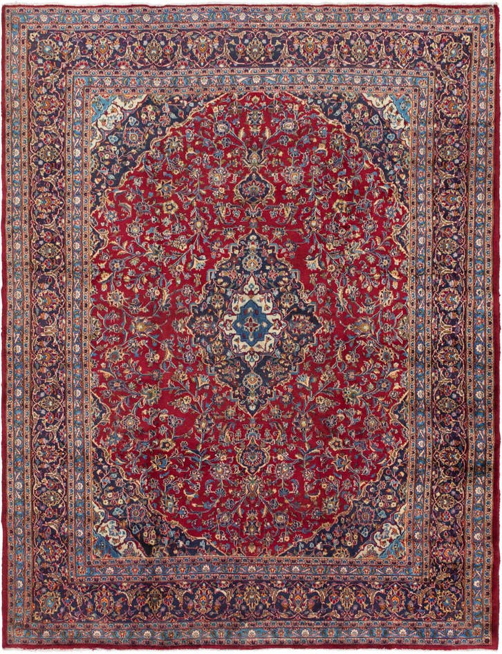 Detail image of 9' 6 x 12' 6 Hand Knotted Mashad Persian Wool Rug