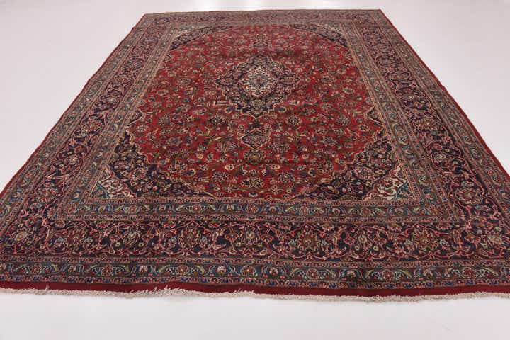 9' 6 x 12' 5 Hand Knotted Mashad Persian Wool Rug