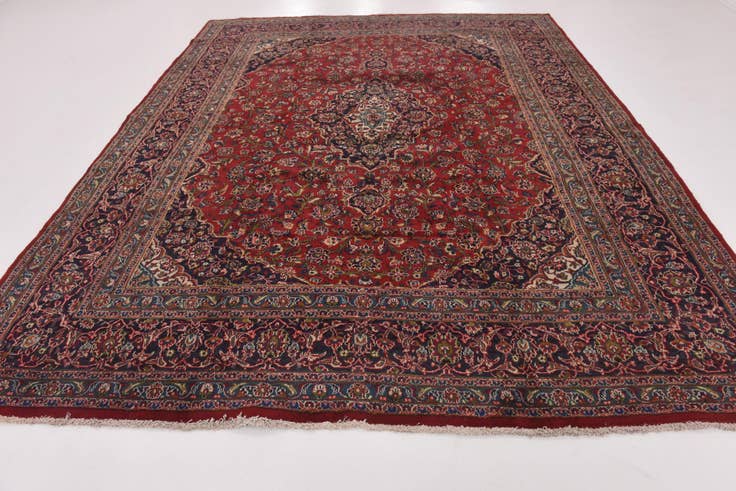 Detail image of 9' 6 x 12' 5 Hand Knotted Mashad Persian Wool Rug
