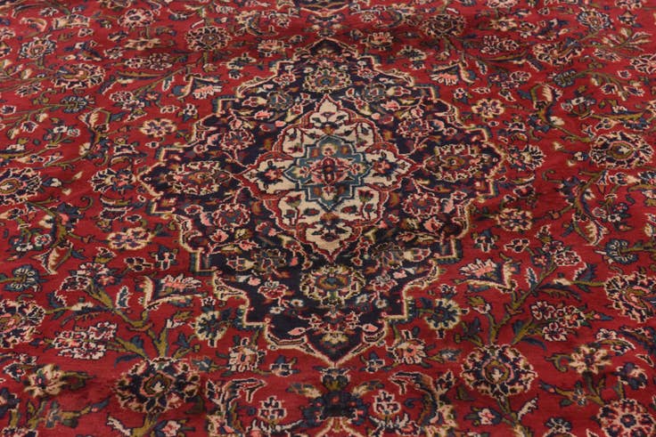 Detail image of 9' 6 x 12' 5 Hand Knotted Mashad Persian Wool Rug