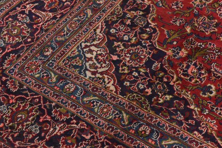 Detail image of 9' 6 x 12' 5 Hand Knotted Mashad Persian Wool Rug