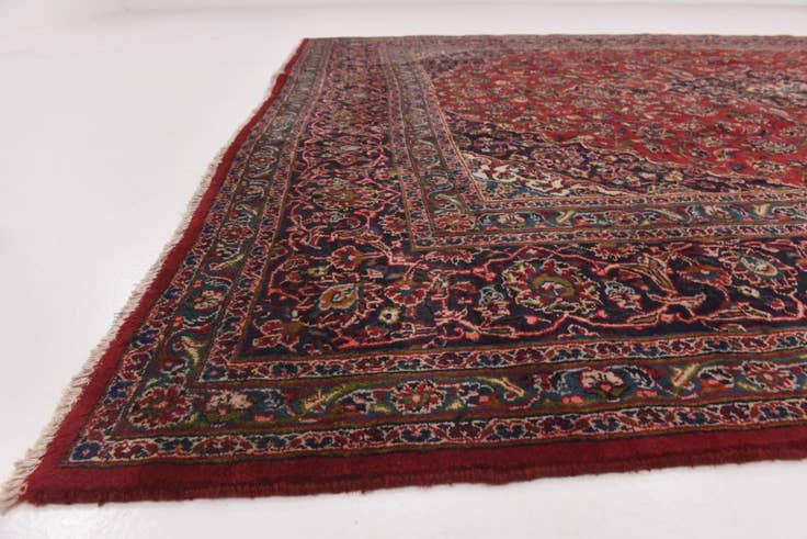 Detail image of 9' 6 x 12' 5 Hand Knotted Mashad Persian Wool Rug