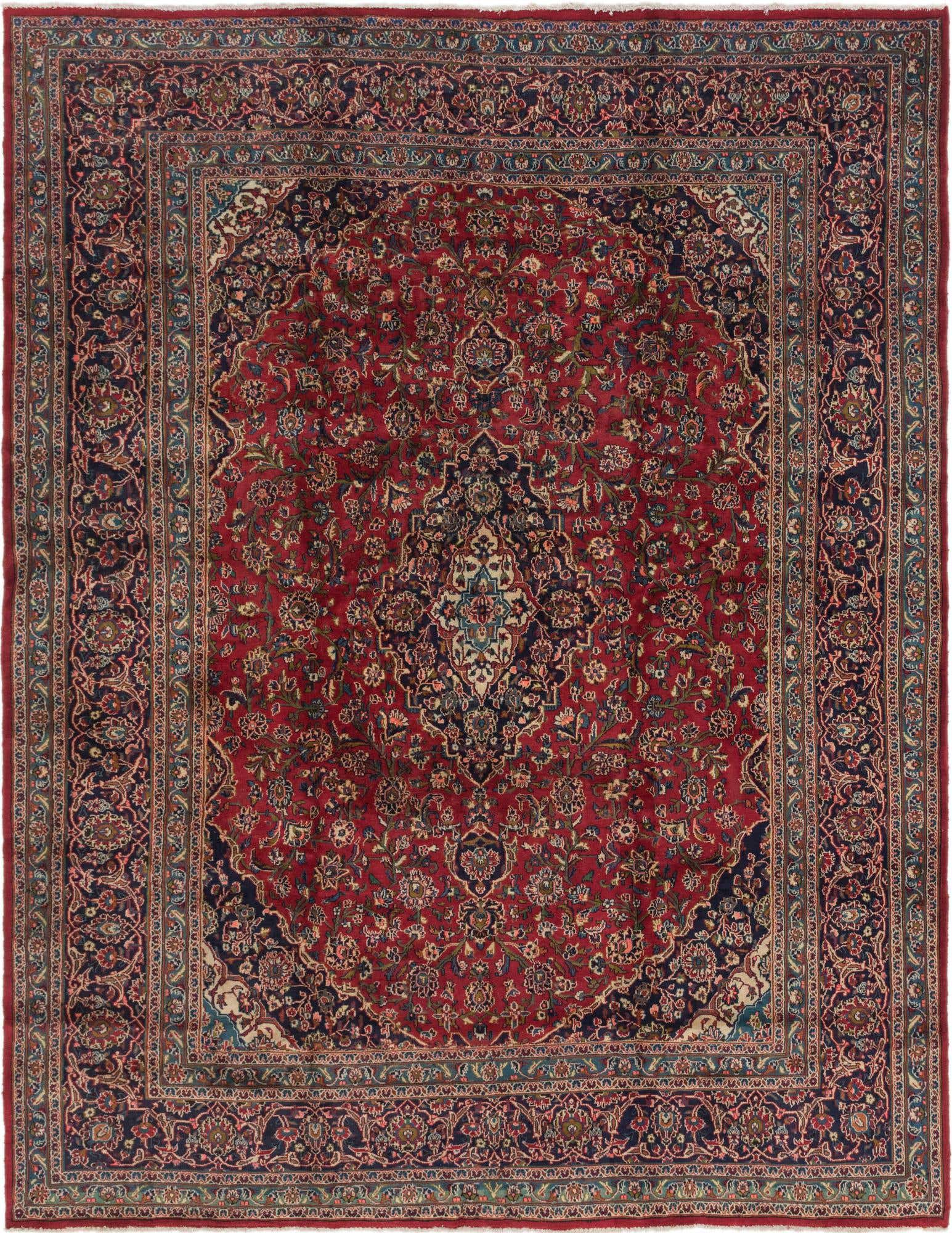 9' 6 x 12' 5 Hand Knotted Mashad Persian Wool Rug