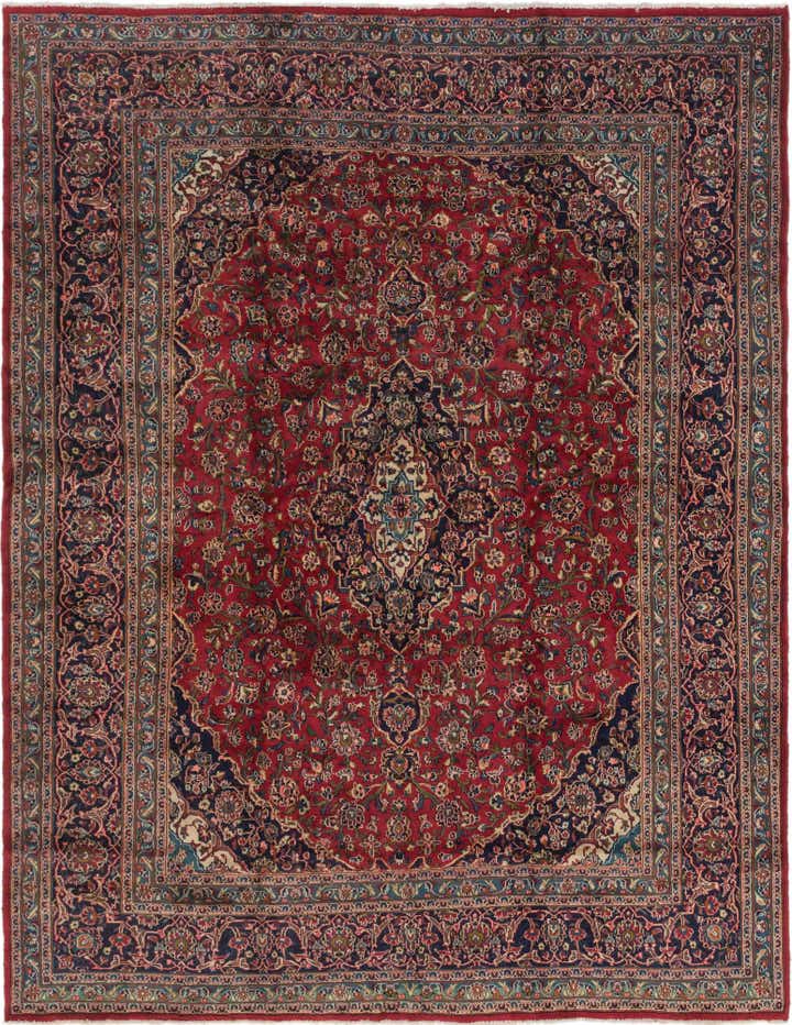 9' 6 x 12' 5 Hand Knotted Mashad Persian Wool Rug