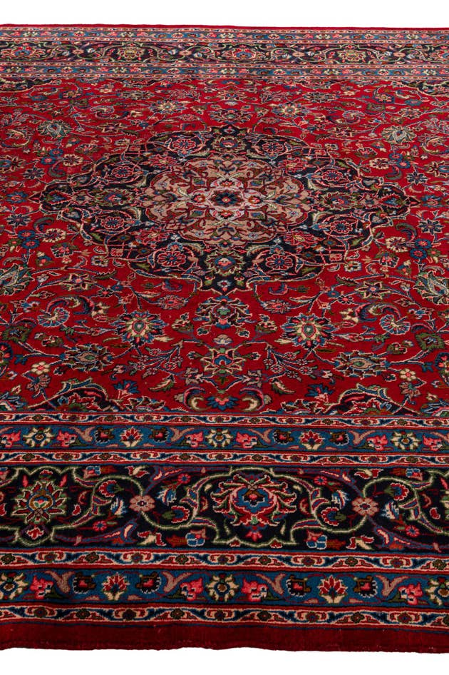 Detail image of 9' 10 x 12' 8 Hand Knotted Mashad Persian Wool Rug
