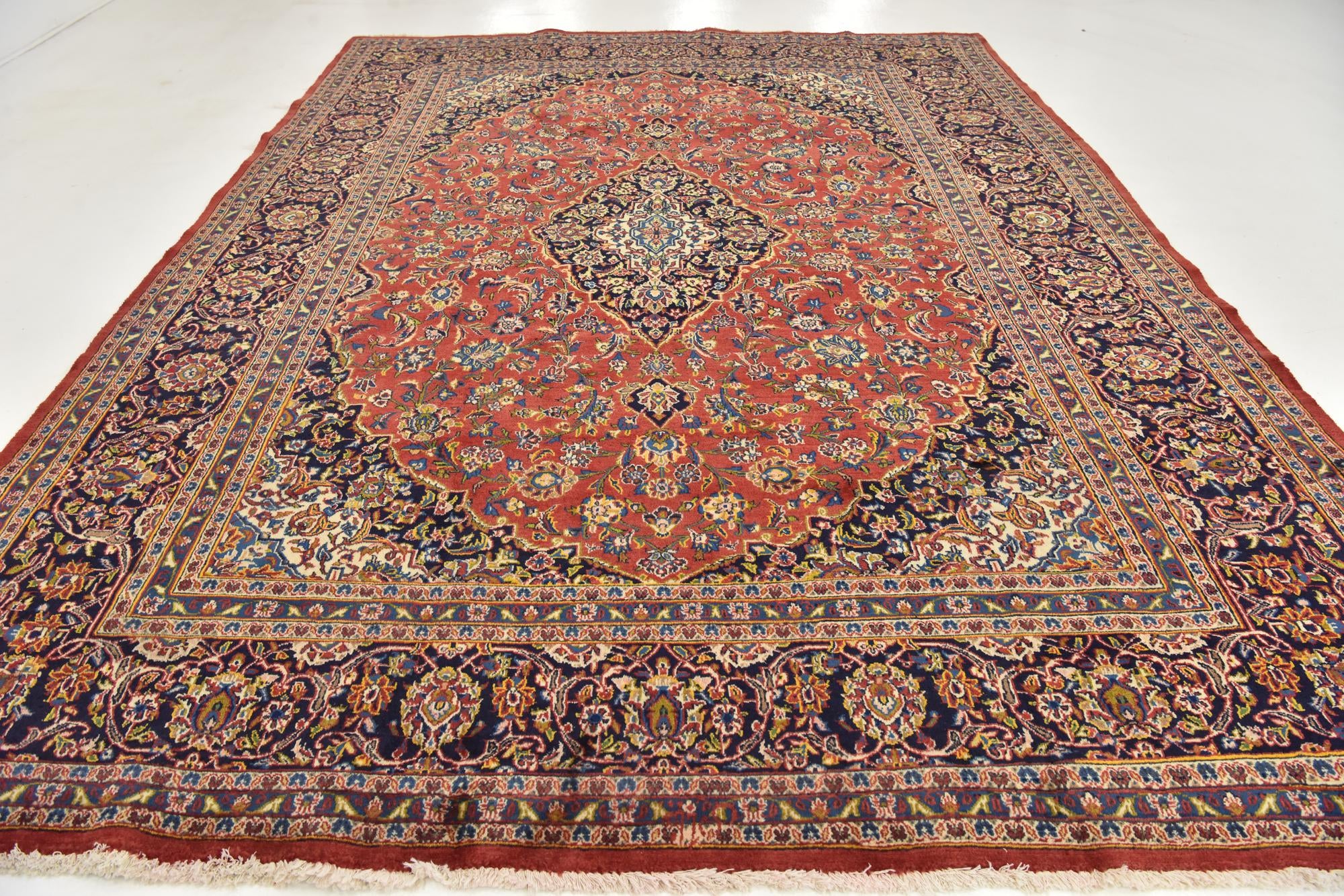 9' 8 x 13' 5 Hand Knotted Mashad Persian Wool Rug