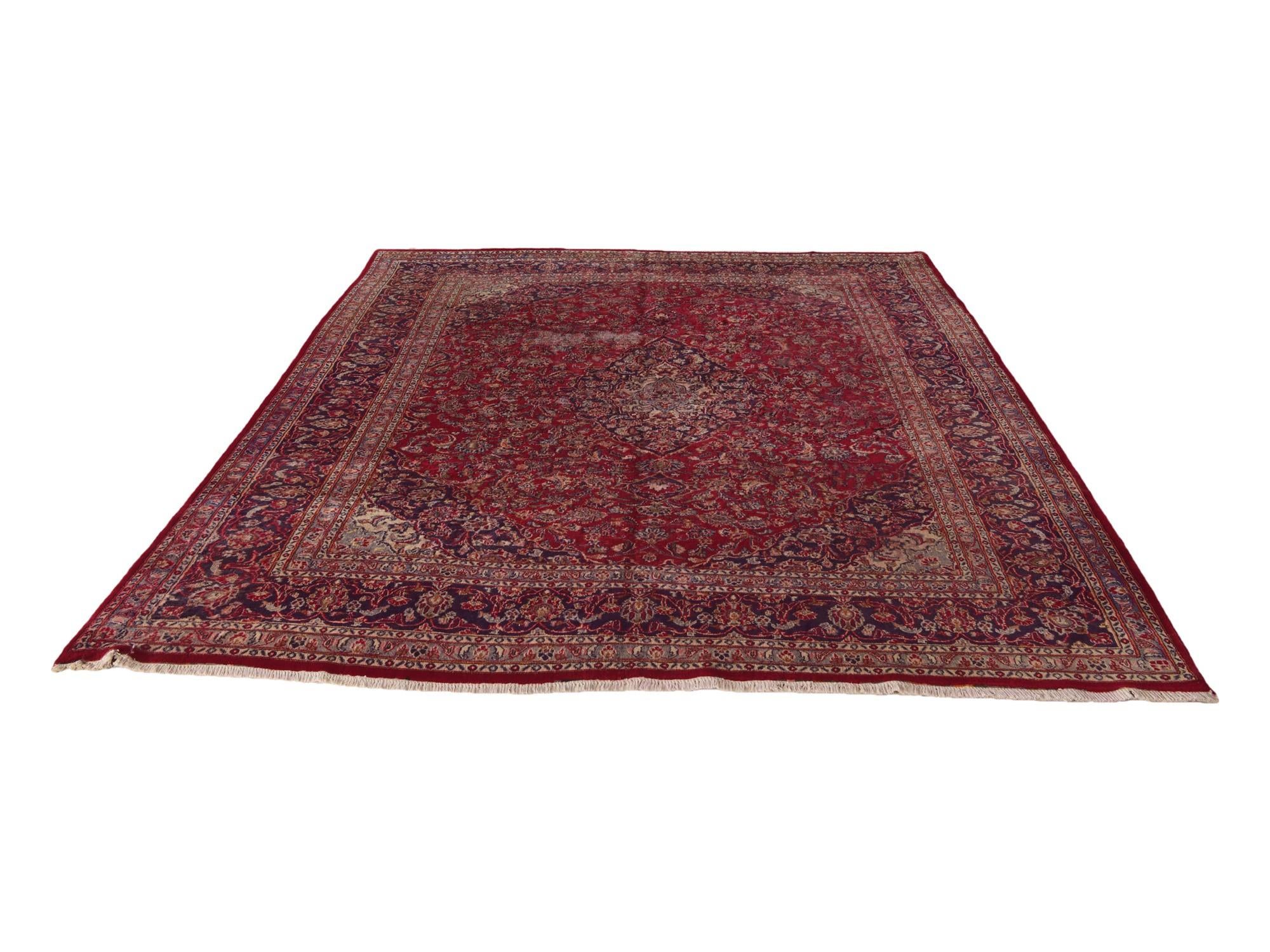 9' 8 x 12' 5 Hand Knotted Mashad Persian Wool Rug