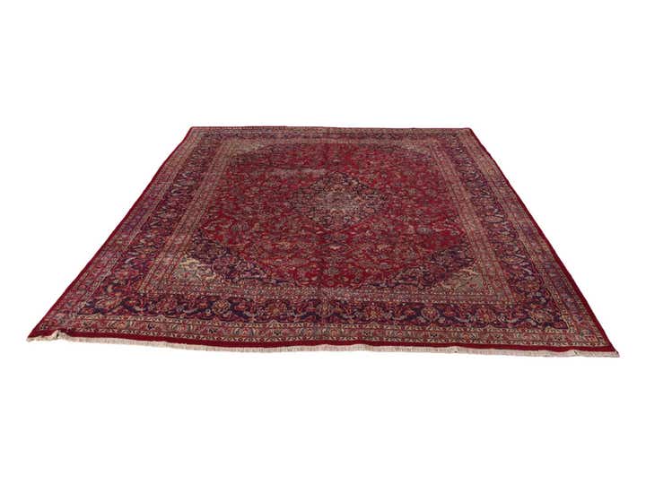 9' 8 x 12' 5 Hand Knotted Mashad Persian Wool Rug