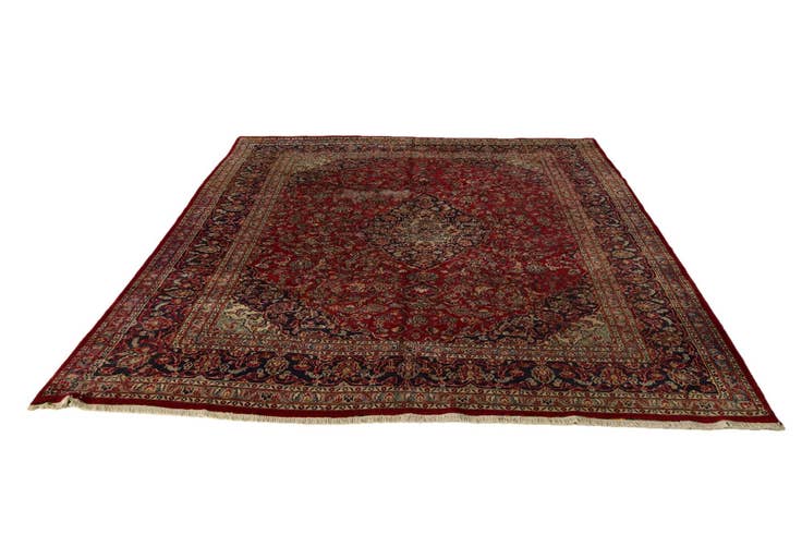 Detail image of 9' 8 x 12' 5 Hand Knotted Mashad Persian Wool Rug