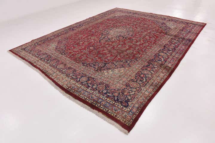 9' 8 x 12' 5 Hand Knotted Mashad Persian Wool Rug