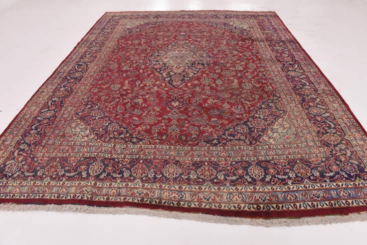 Detail image of 9' 8 x 12' 5 Hand Knotted Mashad Persian Wool Rug