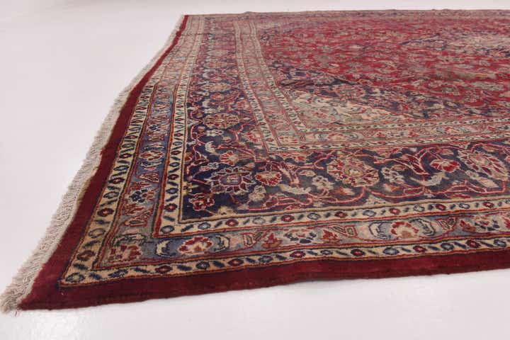 9' 8 x 12' 5 Hand Knotted Mashad Persian Wool Rug