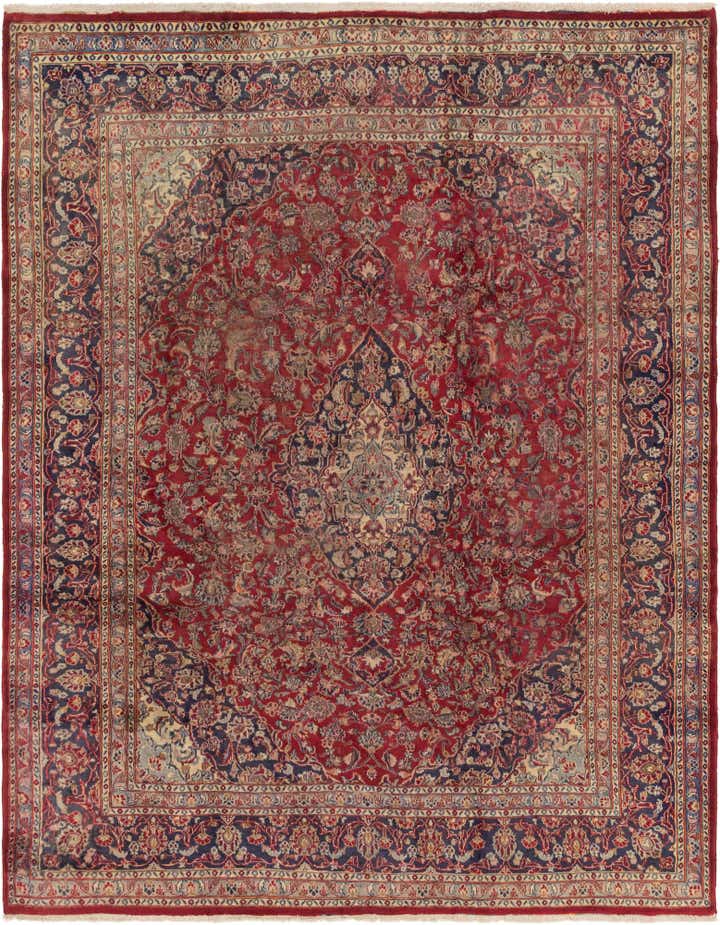 9' 8 x 12' 5 Hand Knotted Mashad Persian Wool Rug