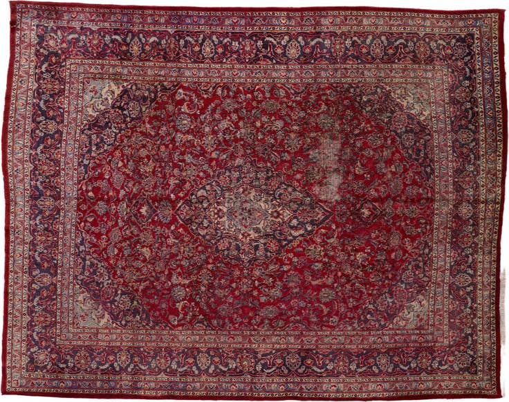 Detail image of 9' 8 x 12' 5 Hand Knotted Mashad Persian Wool Rug