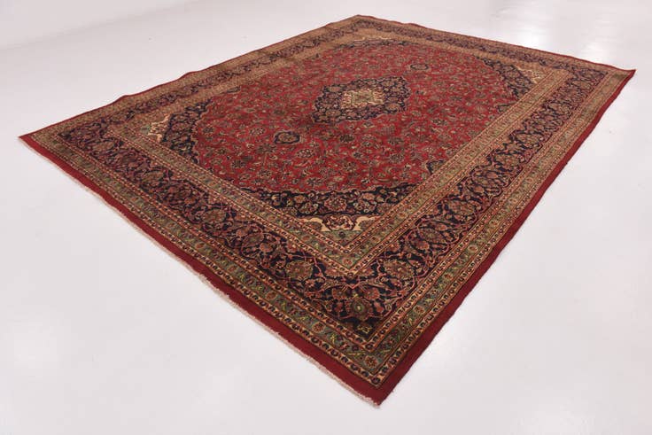 Detail image of 9' 8 x 12' 9 Hand Knotted Mashad Persian Wool Rug