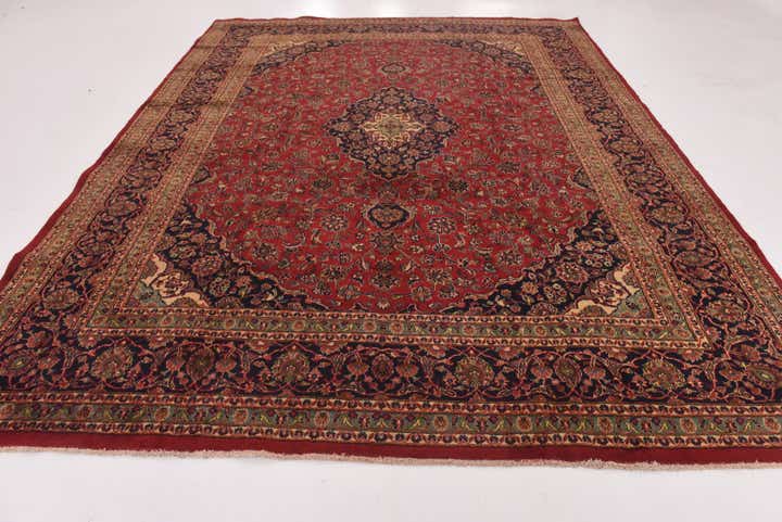 9' 8 x 12' 9 Hand Knotted Mashad Persian Wool Rug