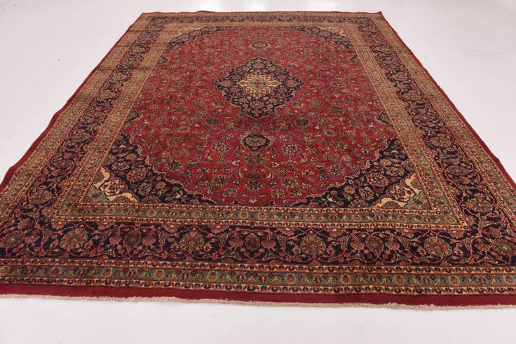 Detail image of 9' 8 x 12' 9 Hand Knotted Mashad Persian Wool Rug