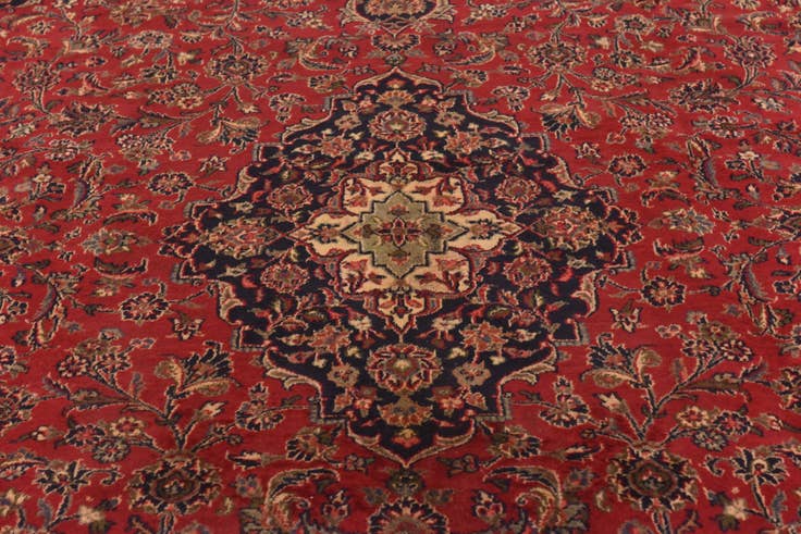 Detail image of 9' 8 x 12' 9 Hand Knotted Mashad Persian Wool Rug